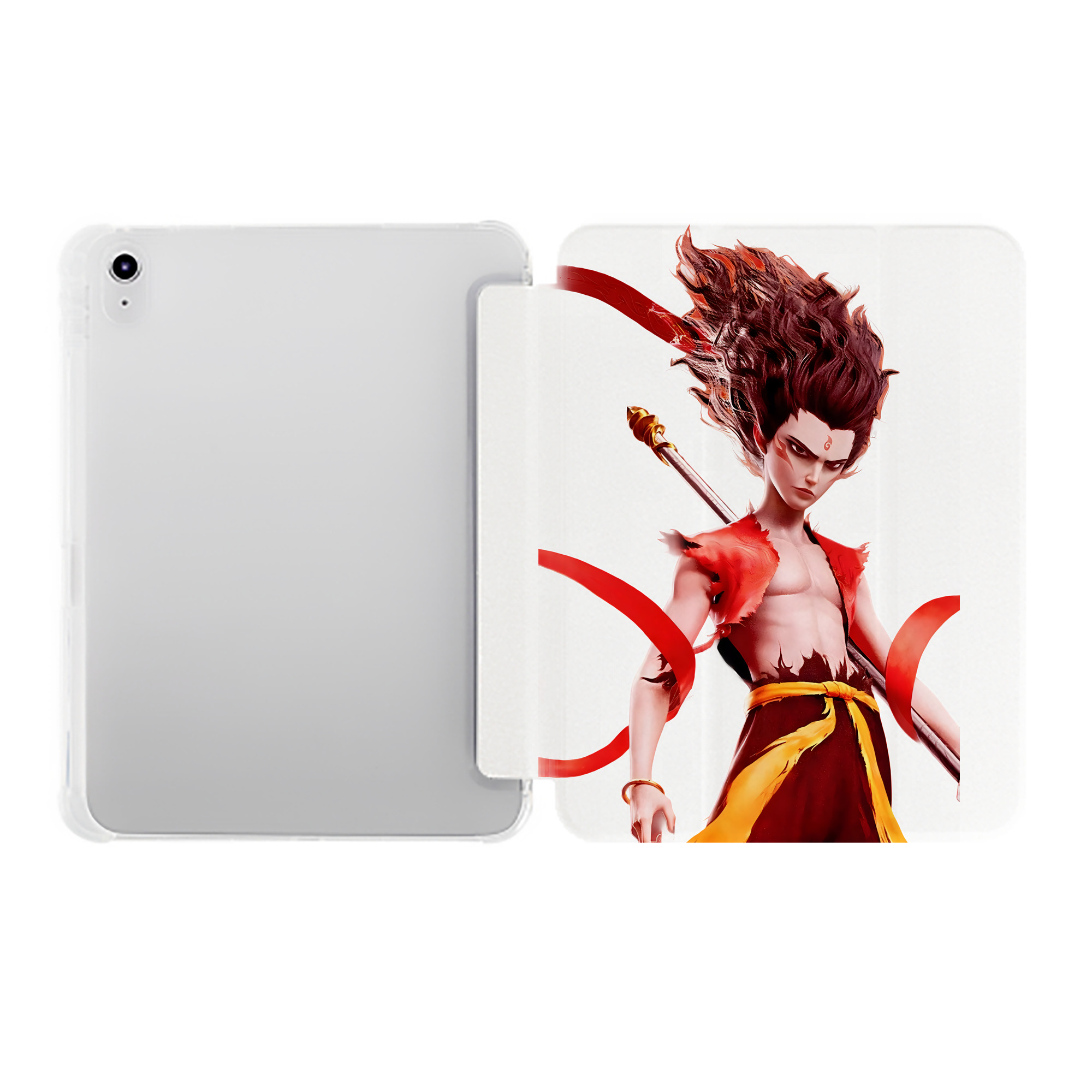 （画像用） Ne Zha 2 ナタ 魔童の大暴れ IPad ケース ペン収納付き 三つ折りスタンド PUレザー×シリコン 対応機種9.5/10.5/10.9インチ
